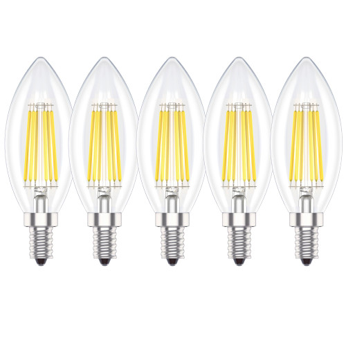 Ligheet E12 Candelabra LED Bulbs 60 Watt Incandescent Equivalent,Natural White 4000K,6W, B11 Candle Ceiling Fan Light Bulb,Non-Dimmable, Pack of 5