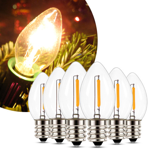 C7 LED Night Light Bulb E12 Light Bulbs for Wax Warmers,Candelabra Lava Lamp Bulb,0.5 W Equivalent 5W Incandescent Bulb Warm White 2700K,Salt Lamp Light Bulb Replacement,6 Pack