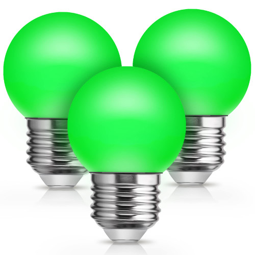 JandCase G40 Green LED Light Bulbs,15 watt Light Bulbs Replacement, Green String Light Bulbs E26 Base, 1W Low Watt Globe Light Bulb for Indoor Outdoor Patio Decor, Colored Light Bulbs Non-dim,3 Pack