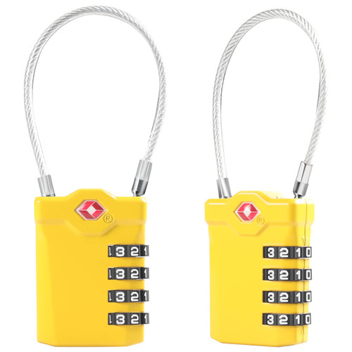 TSA Approved Cable Luggage Locks, [Long Shackle] Diyife TSA Luggage Locks,4 Digit TSA Luggage Combination Lock with 14cm Flexible Cable for Travel Lockers Bags Suitcases, Case,Yellow