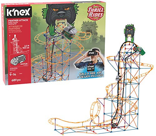 K'NEX Thrill Rides  Panther Attack Roller Coaster Building Set with Ride It! App  690Piece  Ages 9+ Building Set