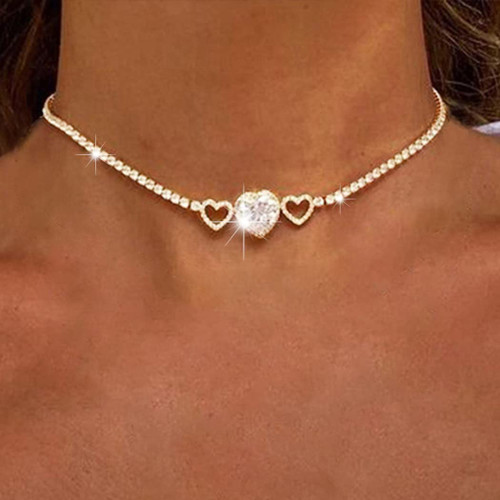 Jakawin Rhinestone Heart Choker Necklace Jewelry Adjustable Collar Necklaces Crystal Neck Chain for Women and Girls NK301 (2 Gold) Jakawin Rhinestone Heart Choker Necklace Jewelry Adjustable Collar Necklaces Crystal Neck Chain for Women and Girls NK301 (2 Gold)