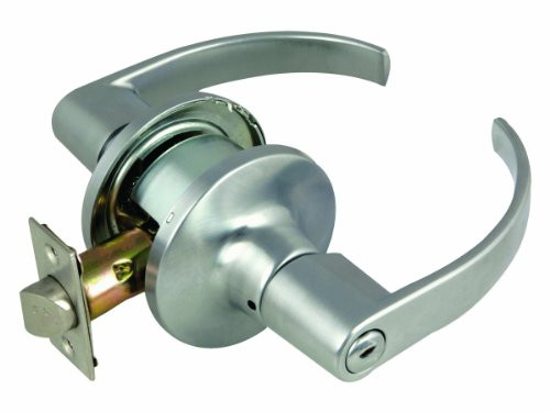 Design House 702001 C-Series 2-Way Latch Privacy Door Handle, Adjustable Backset, Satin Chrome Finish