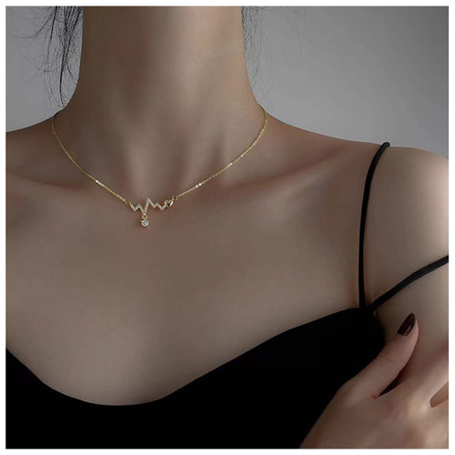 Erimberate Bohemian Crystal Heartbeat Choker Necklace Gold ECG Heart Pendant Necklace Cz Lifeline Pulse Necklace Paved ECG Love Heart Necklace Jewelry for Women and Girls Gifts Erimberate Bohemian Crystal Heartbeat Choker Necklace Gold ECG Heart Pendant Necklace Cz Lifeline Pulse Necklace Paved ECG Love Heart Necklace Jewelry for Women and Girls Gifts