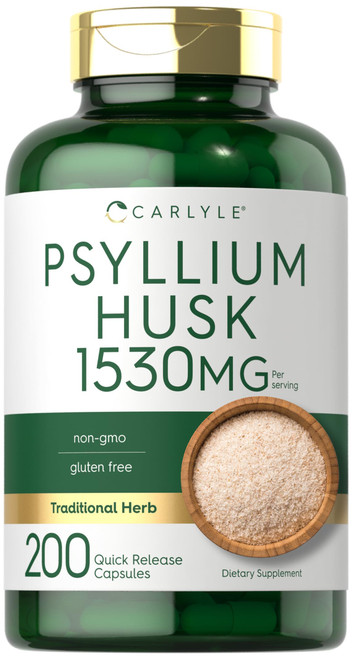 Carlyle Psyllium Husk Capsules 1530mg | 200 Count | High Potency Fiber Supplement | Non-GMO, Gluten Free Carlyle Psyllium Husk Capsules 1530mg | 200 Count | High Potency Fiber Supplement | Non-GMO, Gluten Free