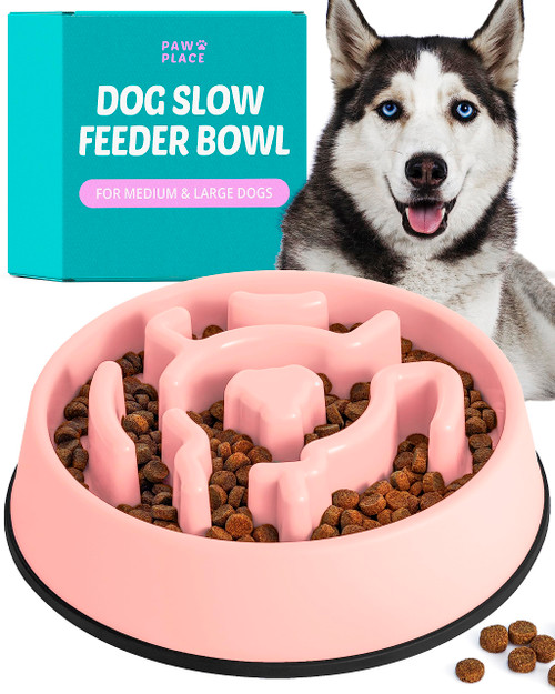Paw Place Dog Slow Feeder Bowl for Large Dogs - Food Bowls Slow Feeder Dog Bowls Large Breed - Dog Bowl Slow Feeder Slow Eating Dog Bowl Slow Feed Dog Bowl Slow Dog Feeder Bowl - Pink Paw Place Dog Slow Feeder Bowl for Large Dogs - Food Bowls Slow Feeder Dog Bowls Large Breed - Dog Bowl Slow Feeder Slow Eating Dog Bowl Slow Feed Dog Bowl Slow Dog Feeder Bowl - Pink