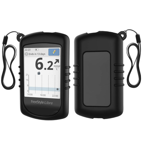 Slticase Silicone Case for Freestyle Libre, Freestyle Libre 2, Freestyle Libre 14 Day Reader with Strap | Protective Cover for Freestyle Libre 1/2/14 Day Reader with Strap - Black