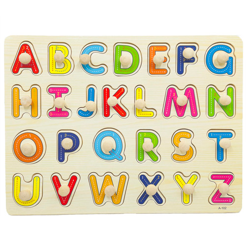 Toddler Toys Wooden Peg Puzzles, Kids Toys Alphabet Toddler Puzzles 3-5 Years Old, Montessori Toys for 1-2 Year Old, Education Toddler Learning Toys Ages 2-4, Great Preschool Gift for Girls and Boys