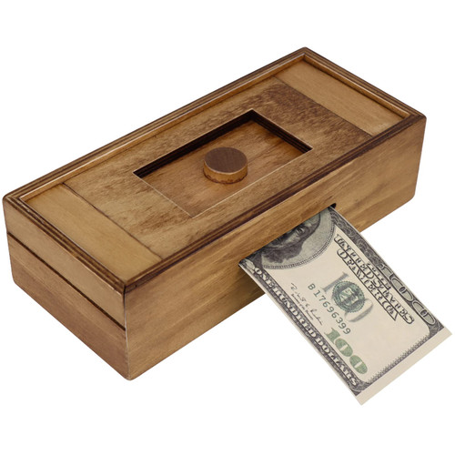 Wooden Cash Gift Card Puzzle Box with Secret Compartments, Surprise Holder Money Puzzle Gift Boxes Challenging Puzzle Brain Teasers for Adults