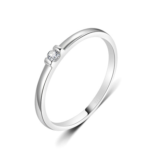 BORUO 925 Sterling Silver Ring, Cubic Zirconia CZ Eternity Engagement Wedding Band Ring Size 9