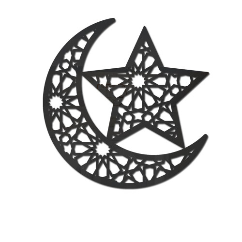 Ramadan Decor Stickers, Islamic Muslim Wall Stickers Eid Mubarak Ramadan Decor Moon Star Window Decal Ramadan Decorations for Home Living Room Bedroom Decorations Wallpaper, Black