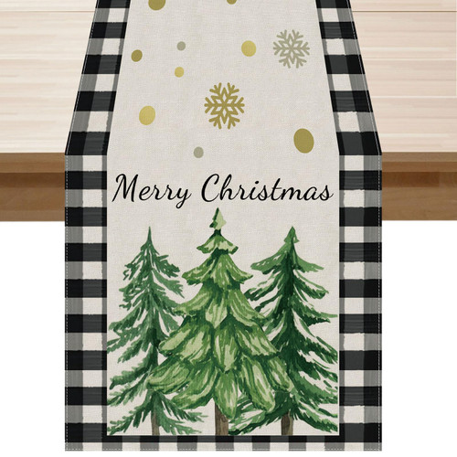 BOTB LIHM Merry Christmas Table Runner Winter Buffalo Plaid Tree Snowflakes Xmas Table Decoration for Home Kitchen Dining Dinner Indoor Outdoor Party Farmhouse Decor 13x60 Inches Long BOTB LIHM Merry Christmas Table Runner Winter Buffalo Plaid Tree Snowflakes Xmas Table Decoration for Home Kitchen Dining Dinner Indoor Outdoor Party Farmhouse Decor 13x60 Inches Long