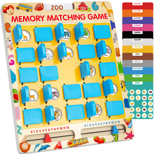 Matching Memory Game for Kids Age 3 4 5 6 7 8 Year Old, Travel Toy for Boys Girls, Wooden Board Game, Road Trip Essentials for Toddler, Airplane/ Car/ Camping Activity, Ideal Christmas, Birthday Gifts Matching Memory Game for Kids Age 3 4 5 6 7 8 Year Old, Travel Toy for Boys Girls, Wooden Board Game, Road Trip Essentials for Toddler, Airplane/ Car/ Camping Activity, Ideal Christmas, Birthday Gifts