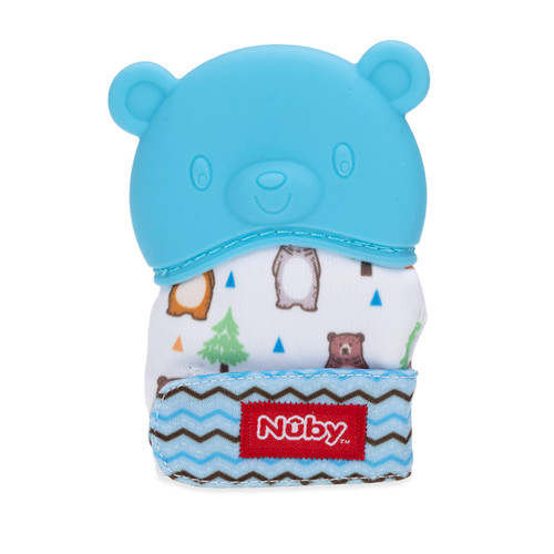Nuby Happy Hands Silicone Teething Mitten - BPA-Free Baby Teething Toy - 3+ Months - Bear