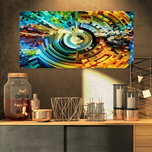 Designart Paths of Stained Glass-Canvas Artwork-32x16, 32x16, Blue