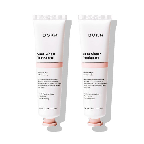 Boka Travel Size Natural Toothpaste - Coco Ginger, 1.3oz, Pack of 2 - Nano Hydroxyapatite for Remineralizing, Sensitive Teeth, & Whitening - Fluoride Free - Dentist Recommended for Adult, Kids Boka Travel Size Natural Toothpaste - Coco Ginger, 1.3oz, Pack of 2 - Nano Hydroxyapatite for Remineralizing, Sensitive Teeth, & Whitening - Fluoride Free - Dentist Recommended for Adult, Kids