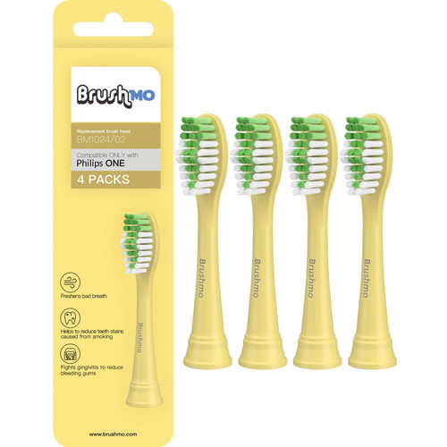 Brushmo Replacement Toothbrush Heads Compatible with Philips Sonicare One Toothbrush, for HY1100 Mango BH1022/04 Brush Head (Mango) 4 Pack