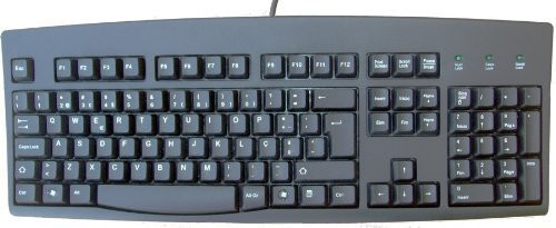 Portuguese Black Wired USB Keyboard For Windows - Portuguese Language Keyboard Black with White Letters Characters Wired USB (Windows)