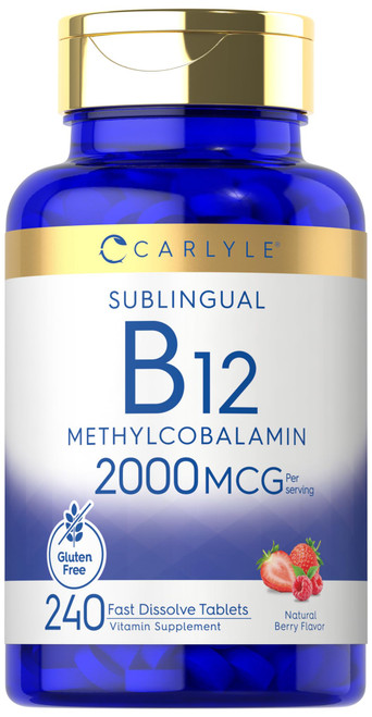 Carlyle Vitamin B-12 | 2000mcg | 240 Fast Dissolve Tablets | Methylcobalamin | Natural Berry Flavor | Vegetarian, Non-GMO & Gluten Free Sublingual Supplement