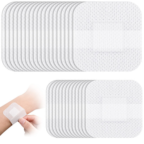 60 Pcs Bordered Gauze Adhesive Island Dressing Wound Dressing Waterproof Gauze with Pad Breathable Bandage Individually Packed Pouches Tapes for Blister Wound Care (1.7 x 1.7 Inch)