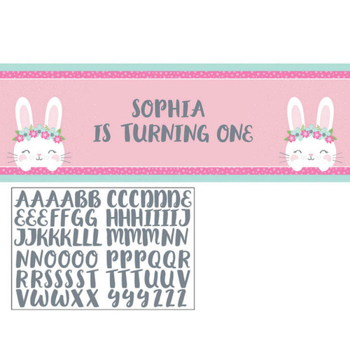 Creative Converting 336650 Bunny Party Decoration-Banner, 0.01x60x20inc, Multicolor