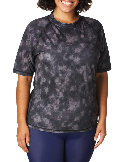 Kanu Surf Women's Plus-Size UPF 50+ Active Rashguard & Workout Top, Black/Grey, 1X