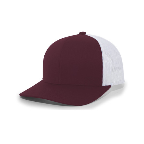 Pacific Headwear Standard Trucker Snapback Cap, Cardinal/White/Cardinal, One Size