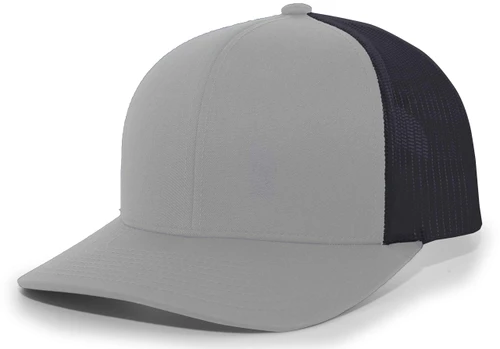 Pacific Headwear Standard Trucker Snapback Cap, Heather Grey/Lt Charcoal/Heather Grey, One Size