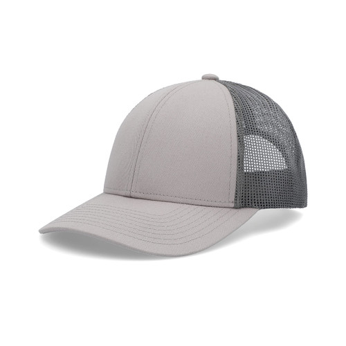 Pacific Headwear Standard Low-Pro Trucker Cap, Heather Grey/Lt Charcoal/Heather Grey, One Size