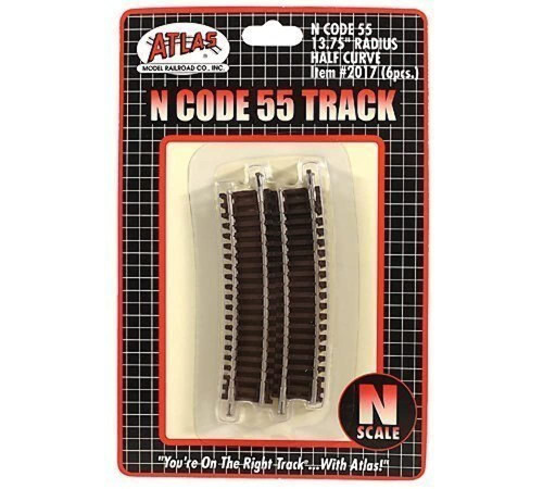 N Code 55 Nickel Silver 13.75" Radius Half Section Track (6) Atlas Trains