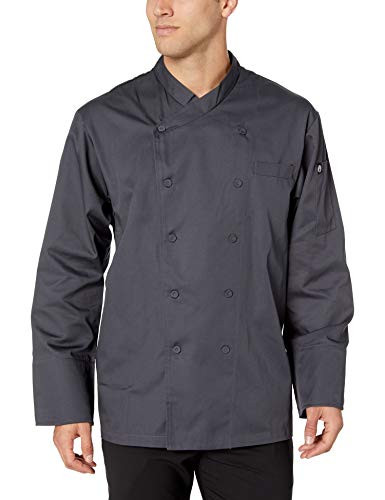 Chef Works Men's Anguilla Executive Chef Coat, Charcoal, Medium