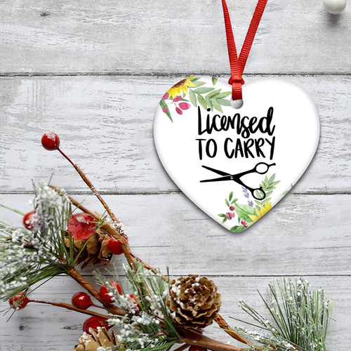 by Unbranded Round Christmas Ornaments 2021, Licensed to Carry, Hairstylist, Hairdresser, Salon Quote, Hair Tools Ceramic Xmas Souvenir, Tree Ornament Home Decors, Keepsake, White, qo8h6mkw2ofc, 3''