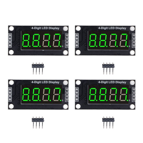 4 Sets Digital Tube Display Module with Pin Header, LED 4 Digit 7 Segment 0.36in TM1637 Drive Chip Digital Tube Display Module(Green MRA110E)