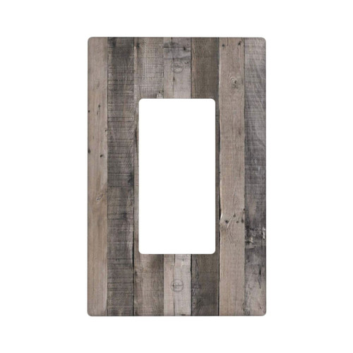 Farmhouse Rocker Light Switch Cover Single Decorator Switch Plate 1 Gang Wall Plate Decorative Outlet Cover Faceplate 4.50 x 2.76 Inch Grey Rustic Wood