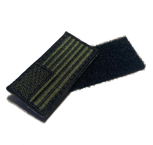 Mini American Flag Patch 2x1" OD Green (Hook/Loop Back) Embroidered Morale Patch