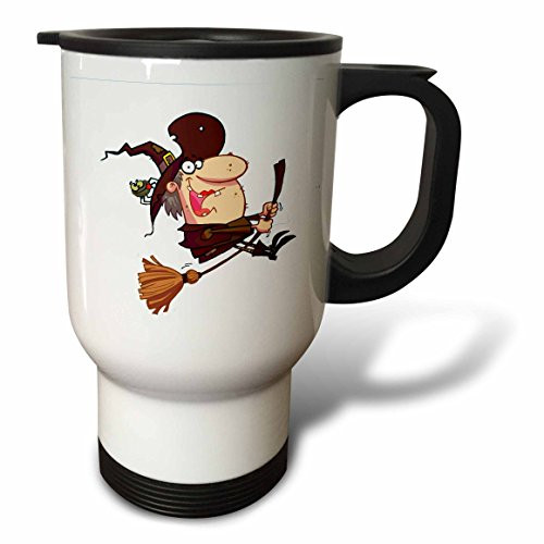 3dRose Witch on a Broomstick Travel Mug, 14-Ounce