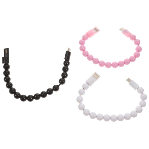 UKCOCO 3pcs Data Line USB Cables Data Cable USB Bracelet C USB Cable Charging Cable Bracelet USB c Bracelet USB y Cable C Phone Charger Charging Cord Rosary Thread Beaded Travel Acrylic