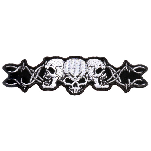 Hot Leathers PPA1052 Barbed Wire Skull Trio Patch 5" x 1" - 5X1