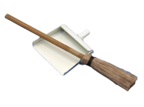 Melody Jane Dollhouse Cream Dustpan & Brush Besom Broom Miniature Kitchen Accessory 1:12