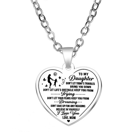 Jstud To My Daughter Gifts Necklace from Mom I Love You Daughter Gift Necklace for Girls Women Jstud To My Daughter Gifts Necklace from Mom I Love You Daughter Gift Necklace for Girls Women
