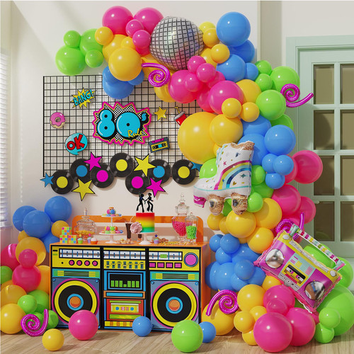 80s 90s Theme Party Decorations 122Pcs Disco Balloon Arch Garland Kit with Inflatable Radio Roller Skate 4D Disco Foil Balloons for 80s 90s Hip Hop Retro Party Decorations 80s 90s Theme Party Decorations 122Pcs Disco Balloon Arch Garland Kit with Inflatable Radio Roller Skate 4D Disco Foil Balloons for 80s 90s Hip Hop Retro Party Decorations