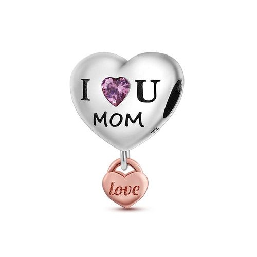 CYCUFF 925 Sterling Silver Charms Suitable for Charm Necklaces, Bracelet Pendants Beads Jewellery Gift for Women Girls (MM Mother's Peach Heart Charm)