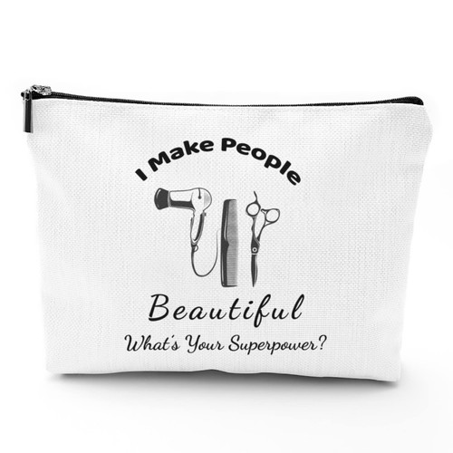 Makeup Bag for Hairdresser Gifts Hair Stylists Gift I Make People Beautiful What's Your Superpower Cosmetic Travel Toiletry Pouch with Zipper Makeup Bag for Hairdresser Gifts Hair Stylists Gift I Make People Beautiful What's Your Superpower Cosmetic Travel Toiletry Pouch with Zipper