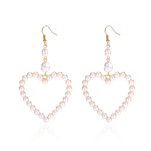 Pearl Heart Drop Earrings Imitation Pearl Love Heart Hoop Earrings Big Circle Loop Dangle Stud Earrings Fashion Statement Jewelry Gift (Baroque Heart) Pearl Heart Drop Earrings Imitation Pearl Love Heart Hoop Earrings Big Circle Loop Dangle Stud Earrings Fashion Statement Jewelry Gift (Baroque Heart)