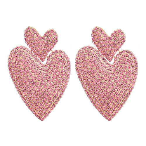 Sparkling Double Hearts Dangle Statement Earrings Cubic Zirconia Rhinestone Big Love Heart Chandelier Drop Studs Earring Fashion Wedding Jewelry Gifts for Women Girls Bridal (Pink CZ) Sparkling Double Hearts Dangle Statement Earrings Cubic Zirconia Rhinestone Big Love Heart Chandelier Drop Studs Earring Fashion Wedding Jewelry Gifts for Women Girls Bridal (Pink CZ)
