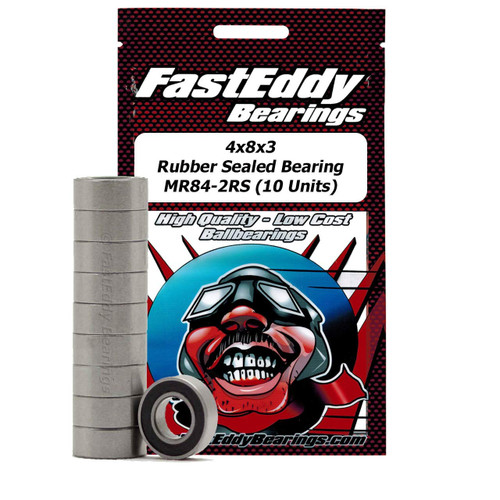 FastEddy Bearings 4x8x3 Rubber Sealed Bearing MR84-2RS (10 Units)