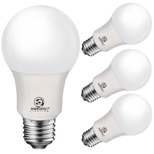 ENERGETIC SMARTER LIGHTING A19 LED Bulbs 60 watt Equivalent, Cool White 4000K, E26 Medium Base, Non-Dimmable LED Light Bulb, UL Listed, 4-Pack