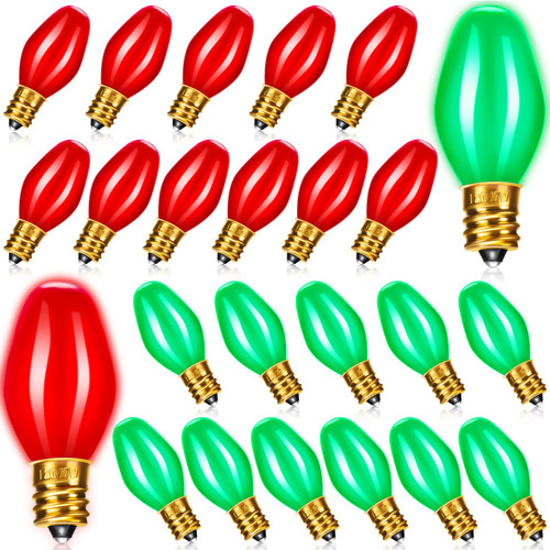 24 Pack Replacement C7 LED Christmas Light Bulbs Red Light Bulbs Green Night Light Bulb Ceramic Incandescent 7 Watt E12 Base 120v Bulbs Candelabra Based Mini Light Bulbs Indoor Outdoor String Lights 24 Pack Replacement C7 LED Christmas Light Bulbs Red Light Bulbs Green Night Light Bulb Ceramic Incandescent 7 Watt E12 Base 120v Bulbs Candelabra Based Mini Light Bulbs Indoor Outdoor String Lights
