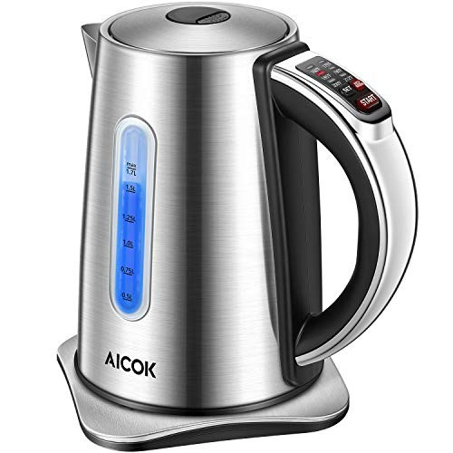 AICOK Electric Kettle Temp Electric Tea Kettle, Solid Stainless Steel Water Kettle with LED indicator, 1500W Cordless Electric Kettle 1.7-Liter Capacity Hot Water Kettle BPA-free AICOK Electric Kettle Temp Electric Tea Kettle, Solid Stainless Steel Water Kettle with LED indicator, 1500W Cordless Electric Kettle 1.7-Liter Capacity Hot Water Kettle BPA-free