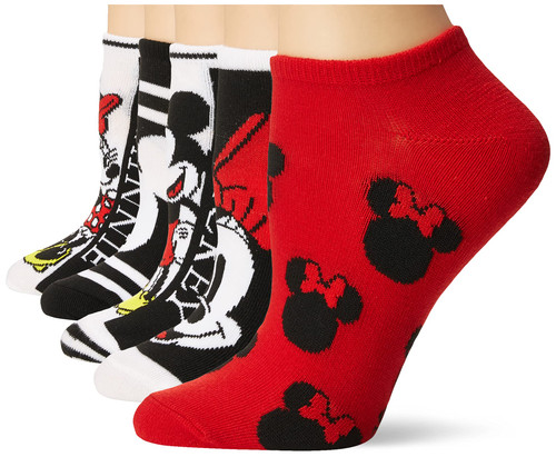 Disney Women's Mickey Mouse 5 Pack No Show, Black Red Multi, Fits Sock Size 9-11 Fits Shoe Size 4-10.5 Disney Women's Mickey Mouse 5 Pack No Show, Black Red Multi, Fits Sock Size 9-11 Fits Shoe Size 4-10.5